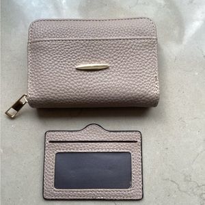 Taupe vegan leather wallet - Small/accordion style/with ID insert